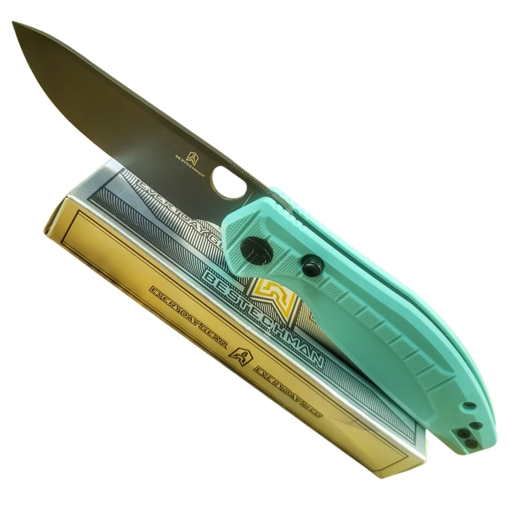 BESTECHMAN // Angry Owl // D2, G10 Scales // Button Liner Lock Knife